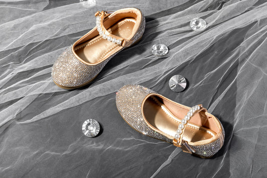 Girls Gold Sparkly Shoes – Glitter Mary Jane Dress Shoes | Glory - Gold