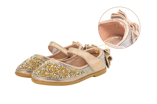 Girls Gold Glitter Party Shoes – Sparkly Mary Jane Dress Shoes | Moonlight - Gold