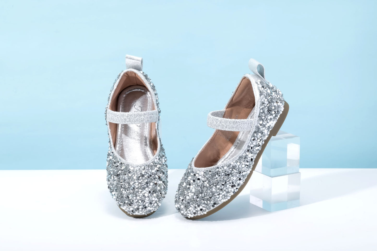 Girls Sparkly Glitter Mary Jane Shoes – Starlight - Silver