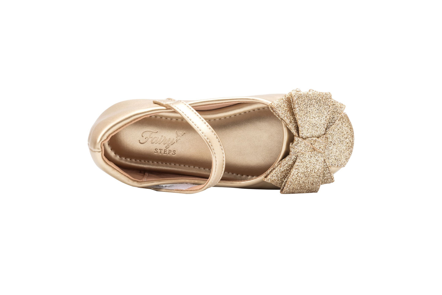 Girls Gold Bow Glitter Shoes – Sparkly Princess Shoes | Twinkle Bell - Gold