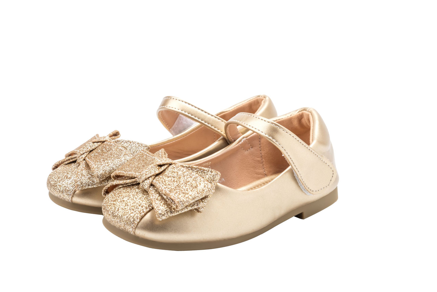 Girls Gold Bow Glitter Shoes – Sparkly Princess Shoes | Twinkle Bell - Gold
