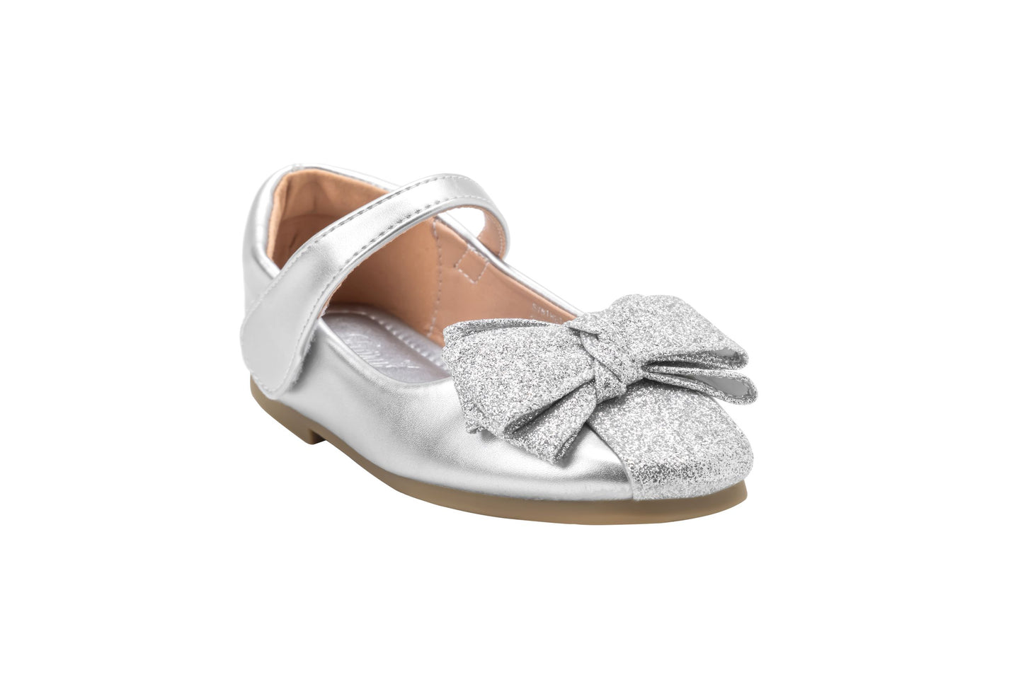 Girls Silver Bow Glitter Shoes – Sparkly Princess Shoes | Twinkle Bell - Silver