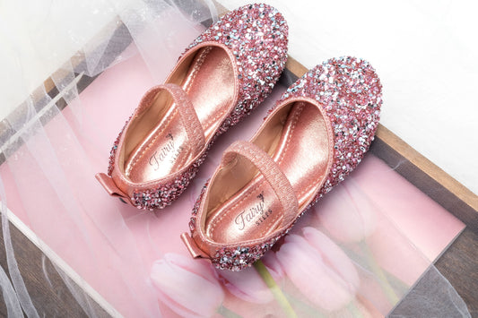 Girls Sparkly Glitter Mary Jane Shoes – Starlight - Pink