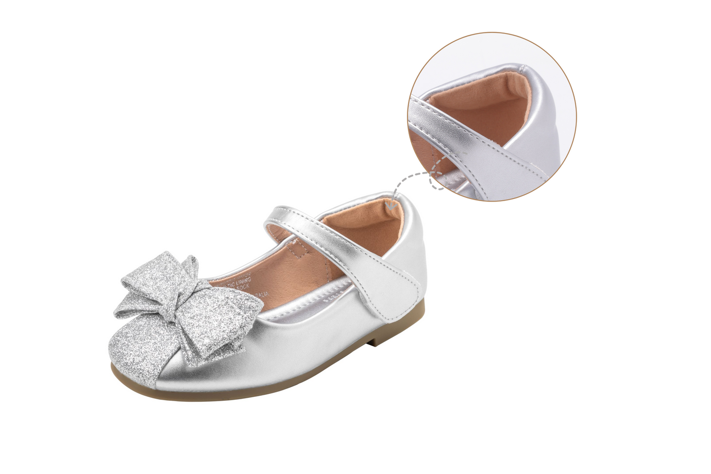 Girls Silver Bow Glitter Shoes – Sparkly Princess Shoes | Twinkle Bell - Silver