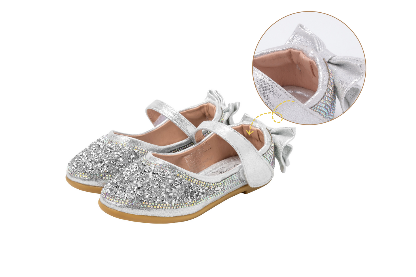 Girls Silver Glitter Party Shoes – Sparkly Mary Jane Dress Shoes | Moonlight - Silver