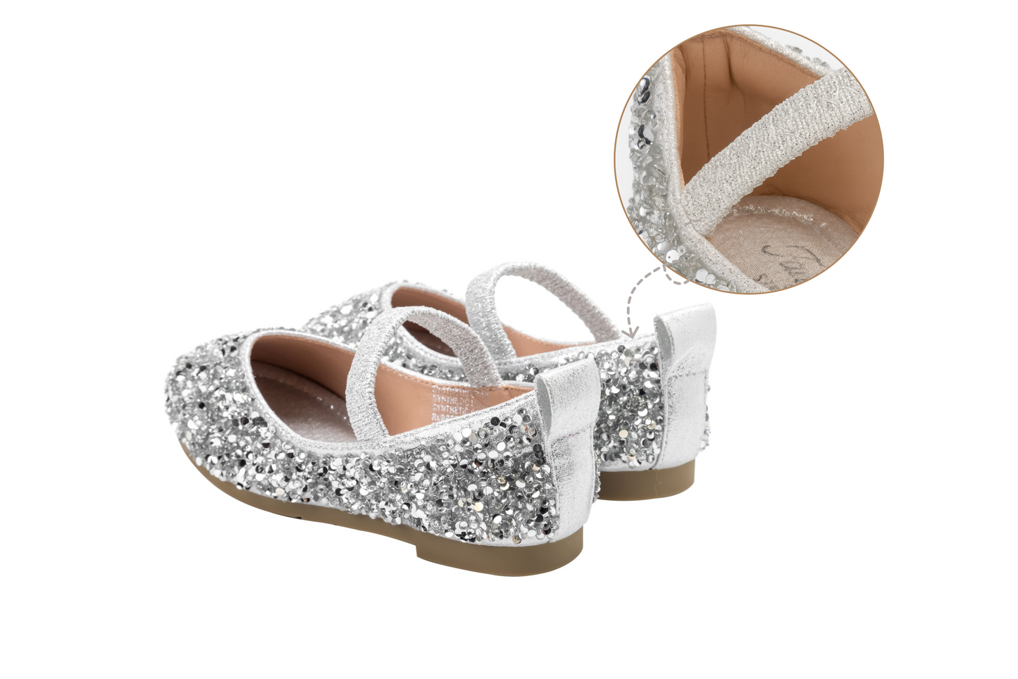 Girls Sparkly Glitter Mary Jane Shoes – Starlight - Silver